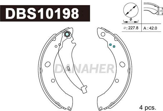 Danaher DBS10198 - Drum Brake Shoe Set car-mod.net