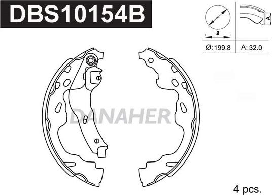 Danaher DBS10154B - Drum Brake Shoe Set car-mod.net