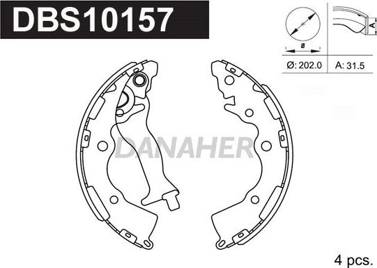 Danaher DBS10157 - Drum Brake Shoe Set car-mod.net