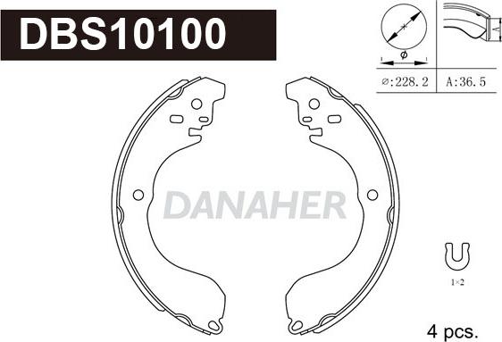 Danaher DBS10100 - Drum Brake Shoe Set car-mod.net