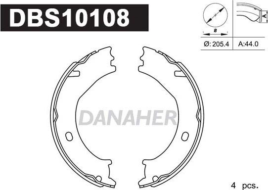 Danaher DBS10108 - Brake Shoe Set, parking brake car-mod.net