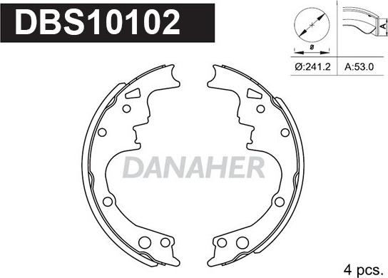 Danaher DBS10102 - Drum Brake Shoe Set car-mod.net