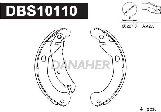 Danaher DBS10110 - Drum Brake Shoe Set car-mod.net
