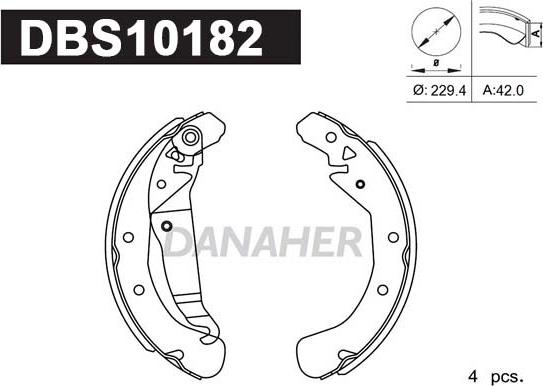 Danaher DBS10182 - Drum Brake Shoe Set car-mod.net