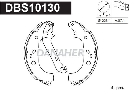 Danaher DBS10130 - Drum Brake Shoe Set car-mod.net