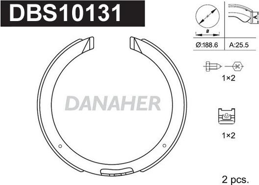 Danaher DBS10131 - Brake Shoe Set, parking brake car-mod.net