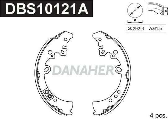 Danaher DBS10121A - Drum Brake Shoe Set car-mod.net