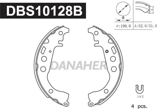 Danaher DBS10128B - Drum Brake Shoe Set car-mod.net