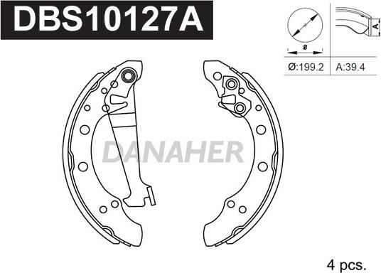 Danaher DBS10127A - Drum Brake Shoe Set car-mod.net