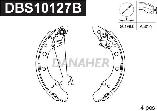 Danaher DBS10127B - Drum Brake Shoe Set car-mod.net