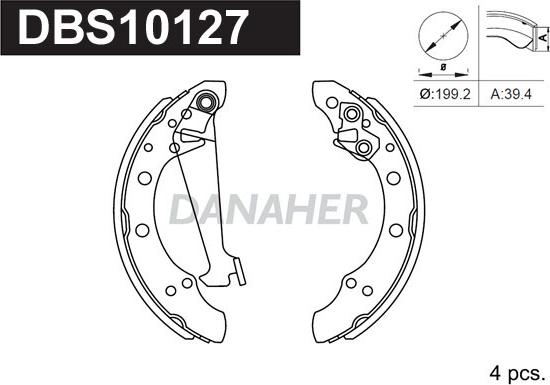Danaher DBS10127 - Drum Brake Shoe Set car-mod.net