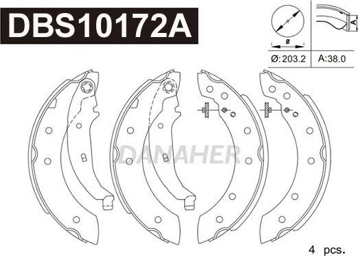 Danaher DBS10172A - Drum Brake Shoe Set car-mod.net