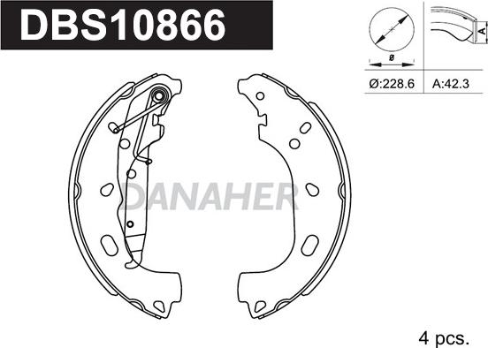 Danaher DBS10866 - Drum Brake Shoe Set car-mod.net