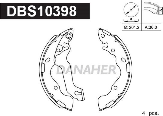 Danaher DBS10398 - Drum Brake Shoe Set car-mod.net