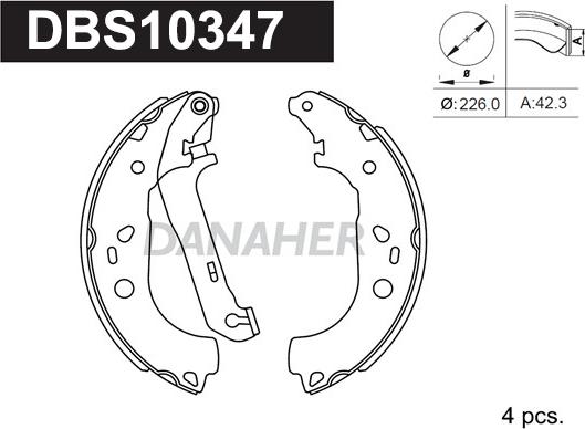 Danaher DBS10347 - Drum Brake Shoe Set car-mod.net