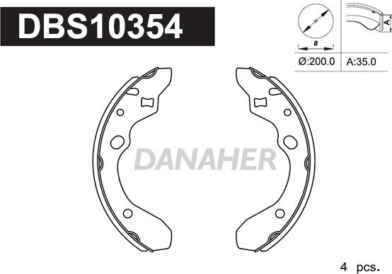 Danaher DBS10354 - Drum Brake Shoe Set car-mod.net
