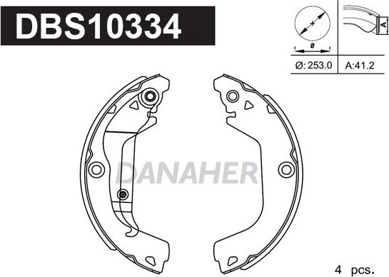 Danaher DBS10334 - Drum Brake Shoe Set car-mod.net