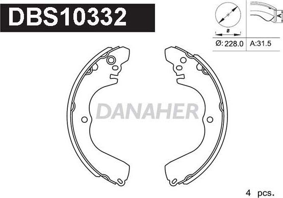 Danaher DBS10332 - Drum Brake Shoe Set car-mod.net