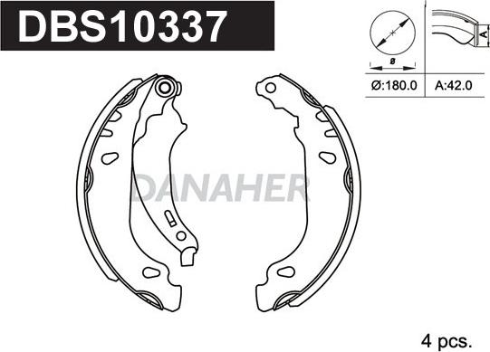 Danaher DBS10337 - Drum Brake Shoe Set car-mod.net