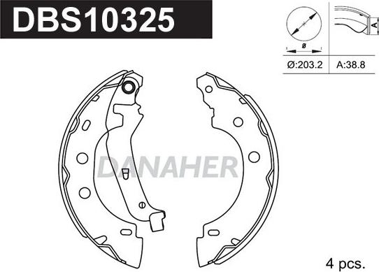 Danaher DBS10325 - Drum Brake Shoe Set car-mod.net