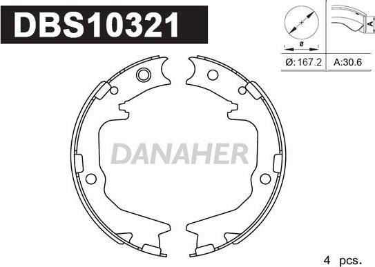 Danaher DBS10321 - Brake Shoe Set, parking brake car-mod.net