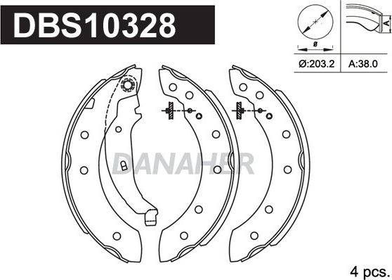 Danaher DBS10328 - Drum Brake Shoe Set car-mod.net