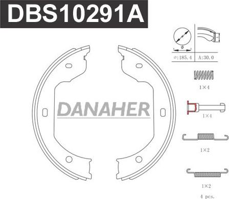 Danaher DBS10291A - Brake Shoe Set, parking brake car-mod.net