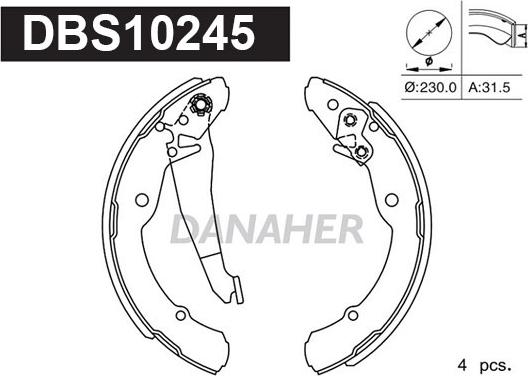 Danaher DBS10245 - Drum Brake Shoe Set car-mod.net