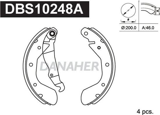 Danaher DBS10248A - Drum Brake Shoe Set car-mod.net