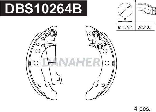Danaher DBS10264B - Drum Brake Shoe Set car-mod.net