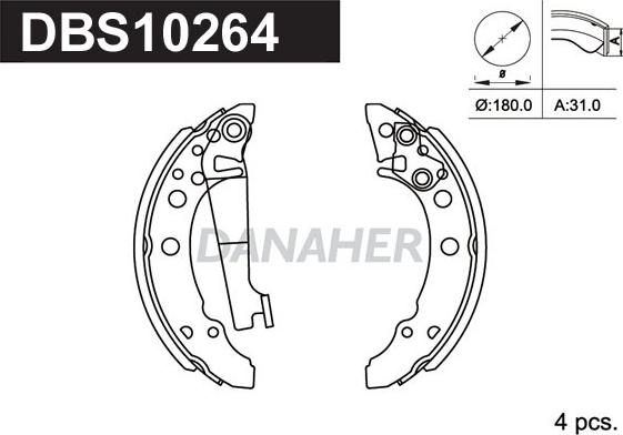 Danaher DBS10264 - Drum Brake Shoe Set car-mod.net