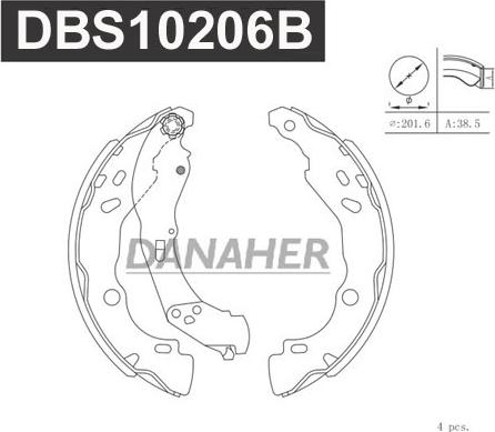 Danaher DBS10206B - Drum Brake Shoe Set car-mod.net