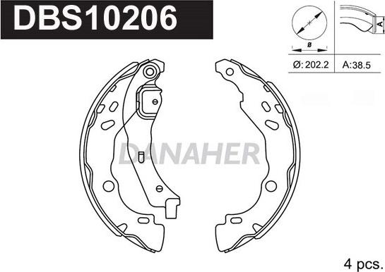 Danaher DBS10206 - Drum Brake Shoe Set car-mod.net