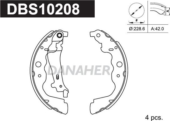 Danaher DBS10208 - Drum Brake Shoe Set car-mod.net