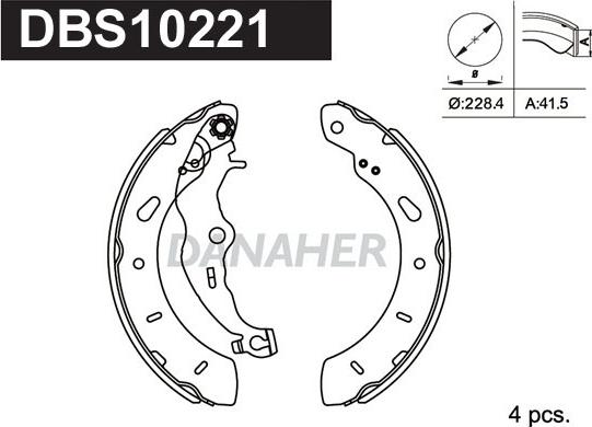Danaher DBS10221 - Drum Brake Shoe Set car-mod.net