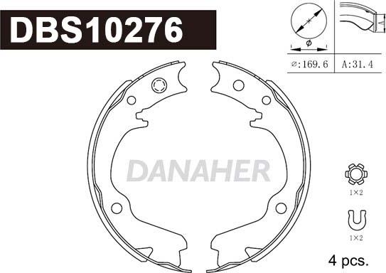 Danaher DBS10276 - Brake Shoe Set, parking brake car-mod.net