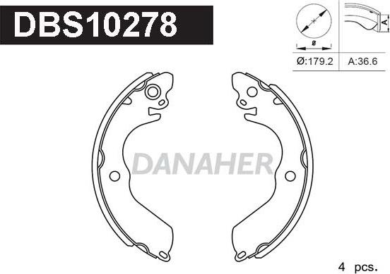 Danaher DBS10278 - Drum Brake Shoe Set car-mod.net