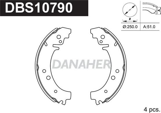 Danaher DBS10790 - Drum Brake Shoe Set car-mod.net