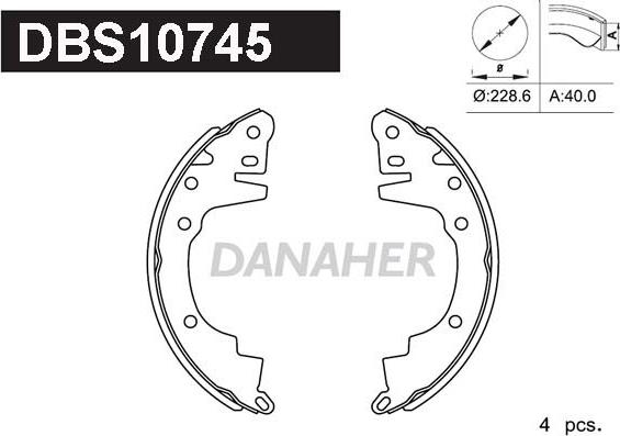 Danaher DBS10745 - Drum Brake Shoe Set car-mod.net