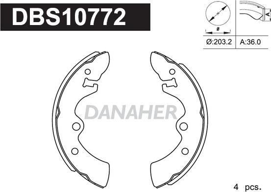 Danaher DBS10772 - Drum Brake Shoe Set car-mod.net