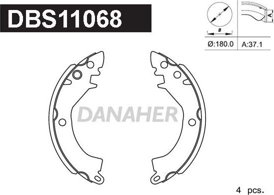 Danaher DBS11068 - Drum Brake Shoe Set car-mod.net