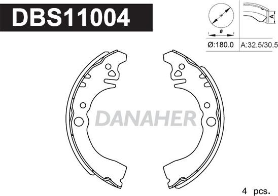 Danaher DBS11004 - Drum Brake Shoe Set car-mod.net
