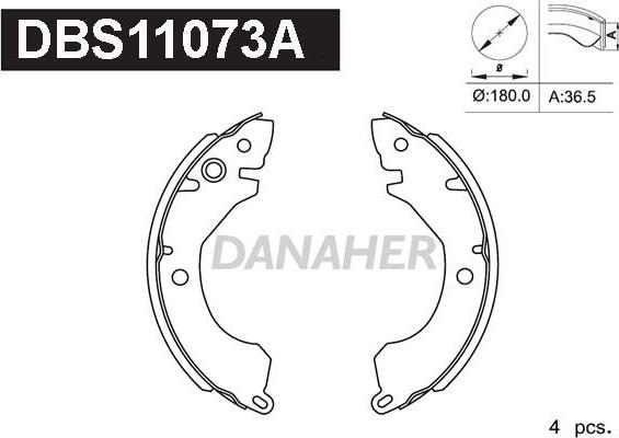 Danaher DBS11073A - Drum Brake Shoe Set car-mod.net