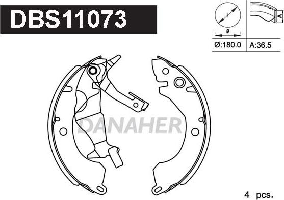 Danaher DBS11073 - Drum Brake Shoe Set car-mod.net