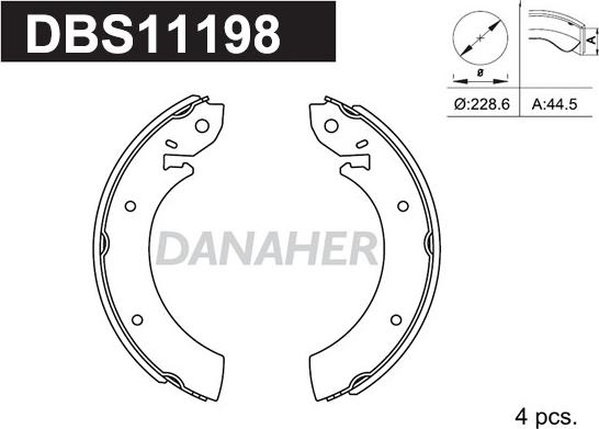 Danaher DBS11198 - Drum Brake Shoe Set car-mod.net