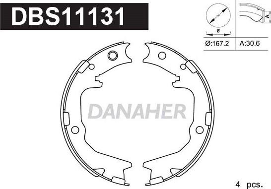 Danaher DBS11131 - Brake Shoe Set, parking brake car-mod.net