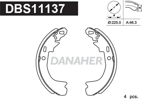 Danaher DBS11137 - Drum Brake Shoe Set car-mod.net
