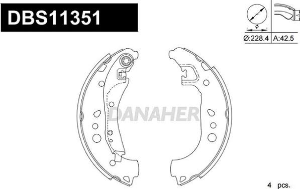 Danaher DBS11351 - Drum Brake Shoe Set car-mod.net