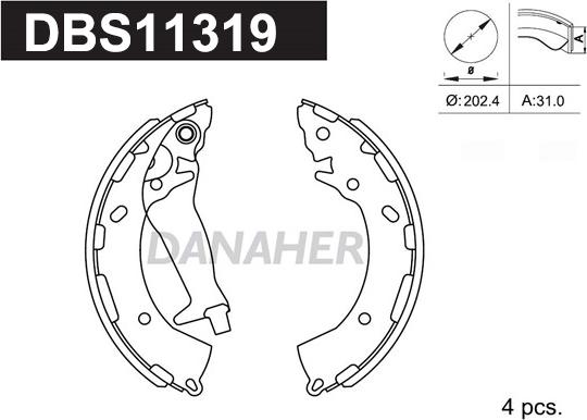 Danaher DBS11319 - Drum Brake Shoe Set car-mod.net
