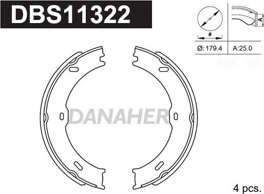 Danaher DBS11322 - Brake Shoe Set, parking brake car-mod.net